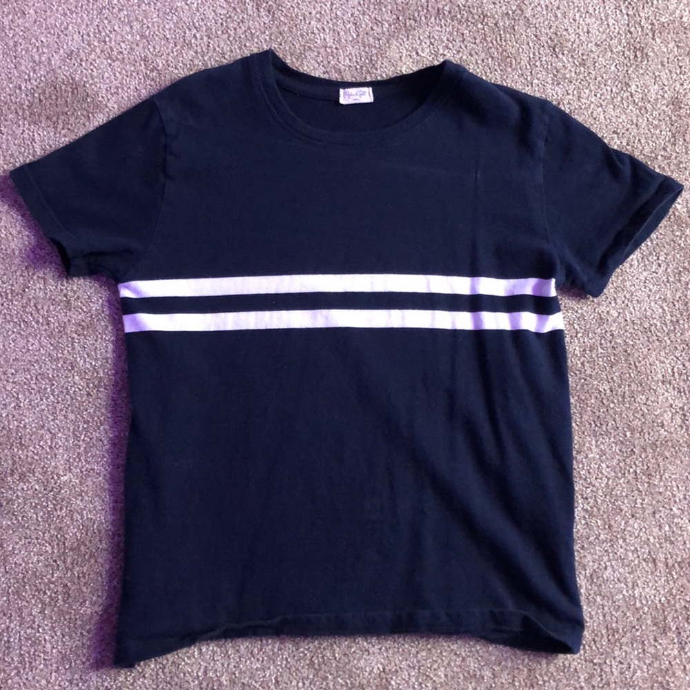 Brandy Melville navy white striped short sleeve